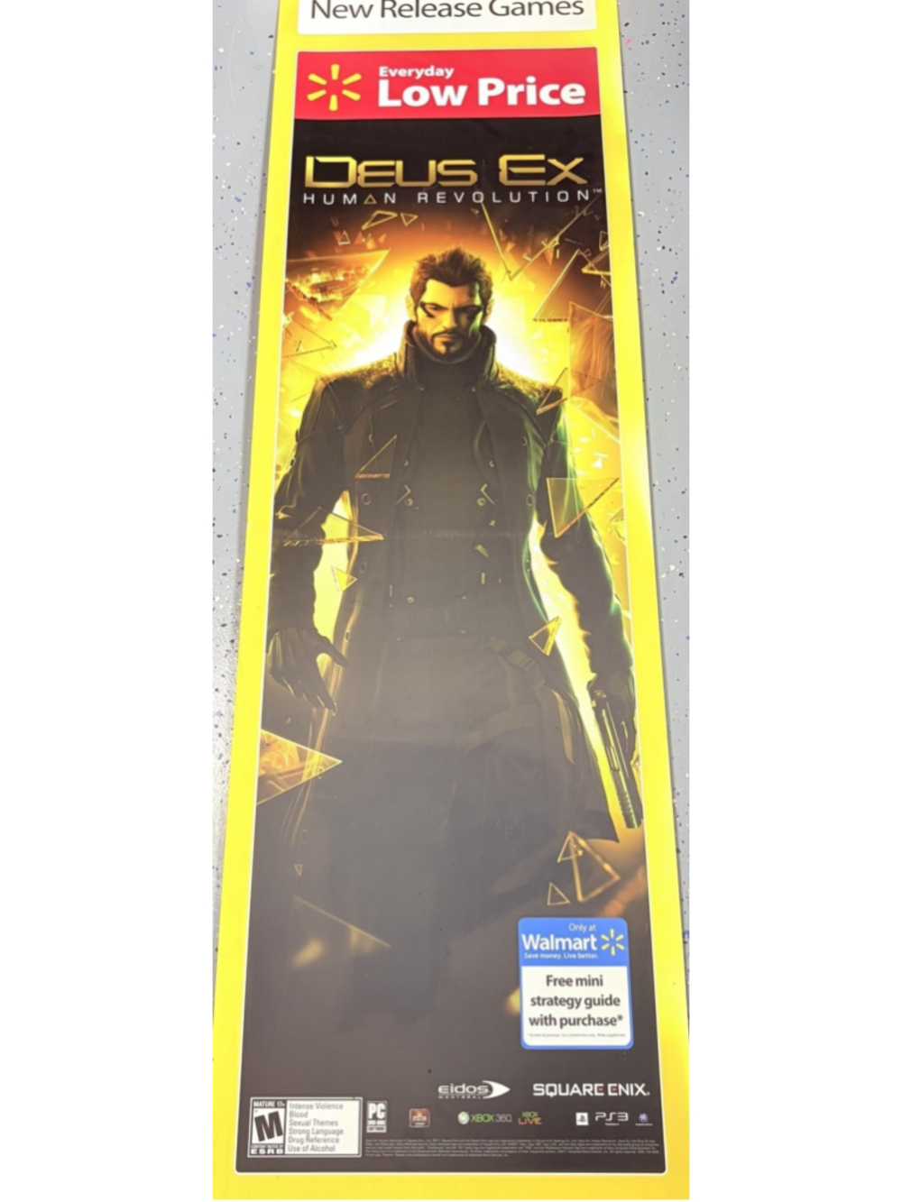 Deus Ex Human Revolution Store Display Poster 16x57 Square Enix Eidos Yellow